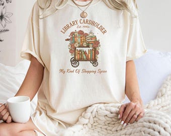 Comfort Colors® Vintage Library Cardholder Shirt, Retro Book Lover Tee, Aesthetic Top, Gift for Bibliophiles