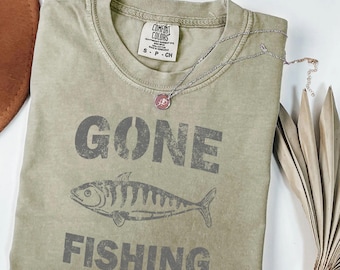 Comfort Colors® Gone Fishing T-shirt | Fishing Graphic Tee, Retro Bait Design