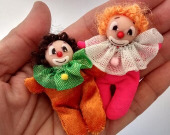 OOak miniature pair of clowns for Dollhouse 1:12 scale