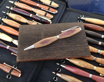 Wine Cask Pens -  Custom Built Wooden Rollerball Slim Twist Pens Made From Real Wine Casks