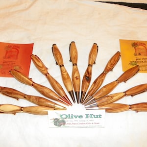 Olivewood Pens -  Custom Built Wooden Rollerball Slim Twist Pens Made From American Olive Trees