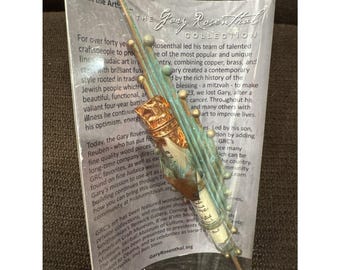 Jewish Judaica Mezuzah Gary Rosenthal Artist Hand Made Mixed Metals & Glass Rare