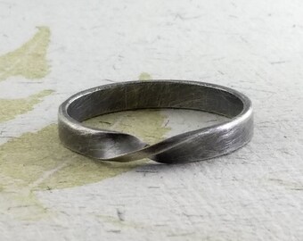 Mobius Ring, Mobius Ring Endless Twist Knot, Promise Ring, Wedding Band Ring, Mobius Strip Ring, Eternity Ring, Love, Sterling Silver,Rustic