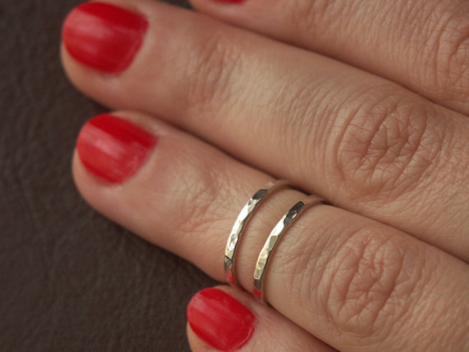 Knuckle Ring Set Silver Stacking Knuckle Rings Set of Two Etsy