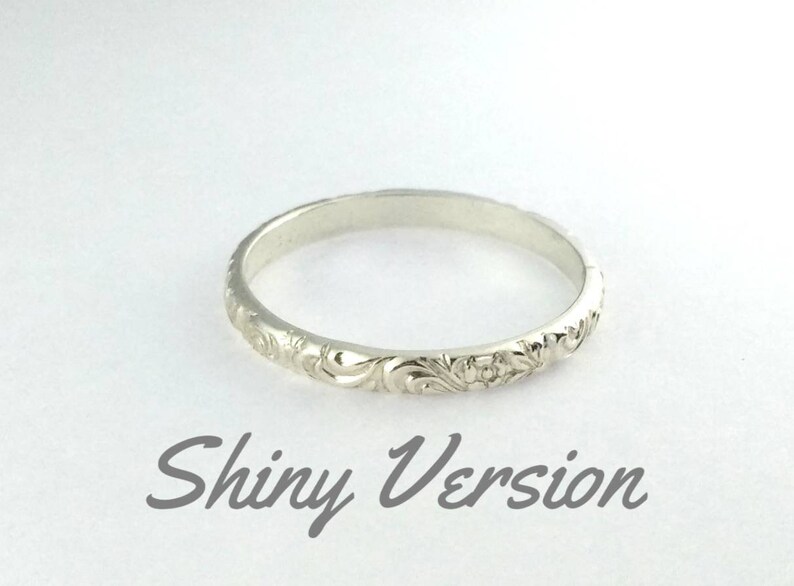 Silver Pattern Ring, Vintage Style Band, Floral Pattern Ring, Dainty Pattern Ring, Sterling Silver Pattern Ring, Handmade Ring, Floral Band Shiny