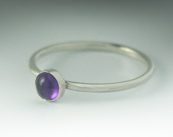 Amethyst Ring, Stackable Sterling Silver Amethyst Ring - 5mm Stone, Amethyst Ring Silver, Amethyst Ring Sterling Silver, February Birthstone