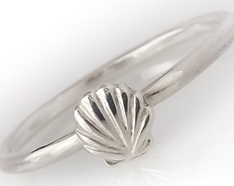 Sterling Silver SeaShell Ring, Shell Ring Silver, Cute Sunrise Shell Ring, SeaShell Stack Ring, Sterling Silver Stack Ring, SeaShell Jewelry