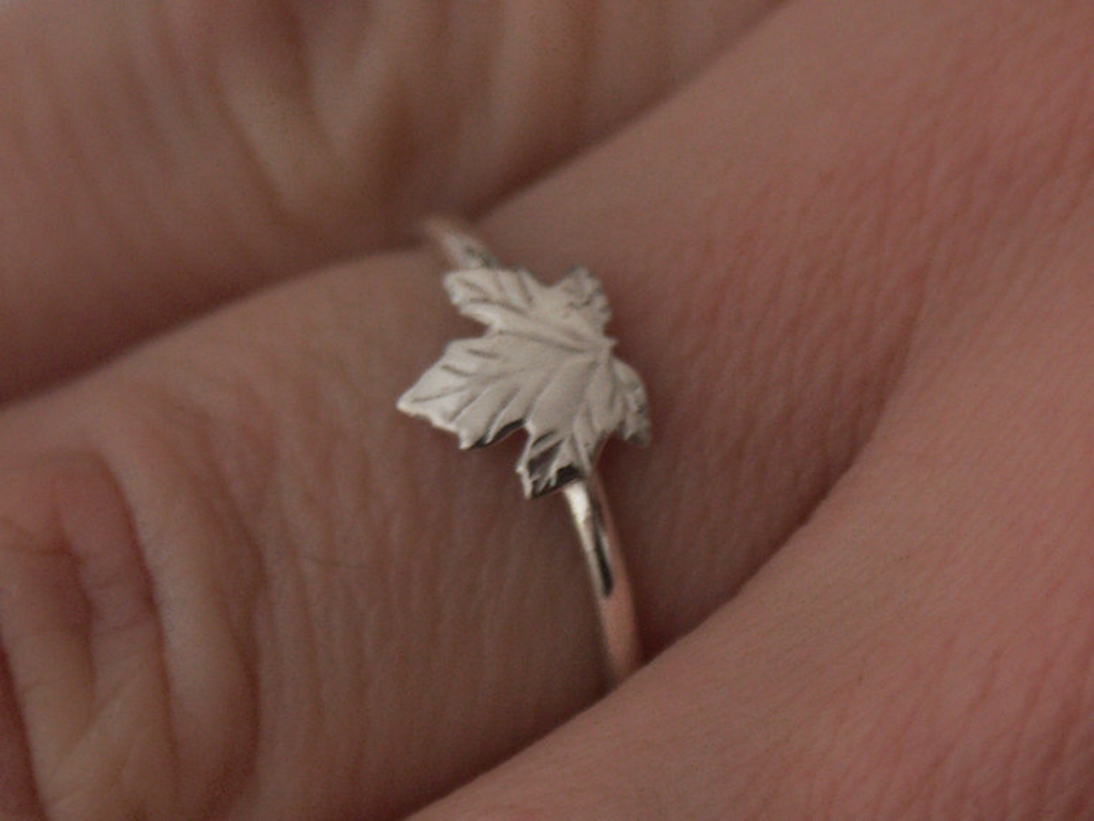 Maple Leaf Ring Stackable Sterling Silver Maple Leaf Ring Etsy