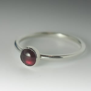 Garnet Ring, Stackable Sterling Silver Garnet Ring - 5mm Garnet, January Birthstone Ring, January Birthstone jewelry, Garnet Stacking Ring