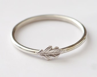 Leaf Ring, Stackable Sterling Silver Oak Leaf Ring, Oak Leaf Ring Silver, Leaf Ring Silver, Oak Leaf Ring, Stack Ring, Leaf Stack Ring