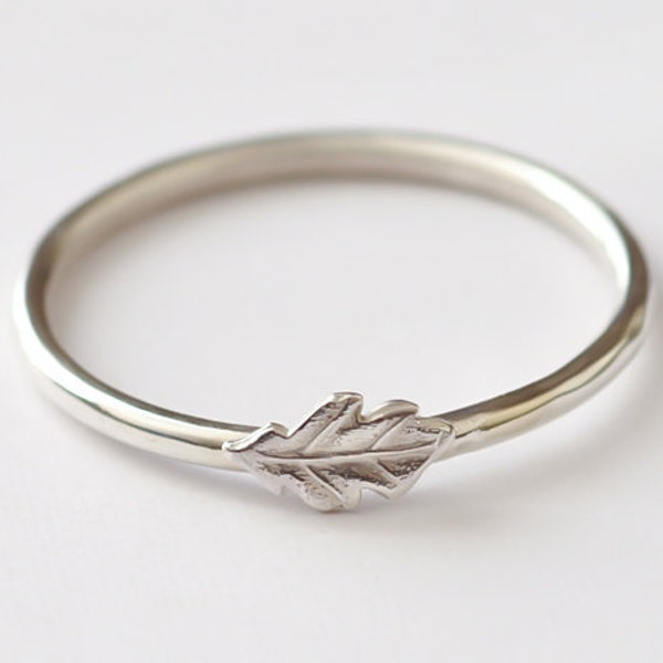 Leaf Ring, Stackable Sterling Silver Oak Leaf Ring, Oak Leaf Ring Silver, Leaf Ring Silver, Oak Leaf Ring, Stack Ring, Leaf Stack Ring