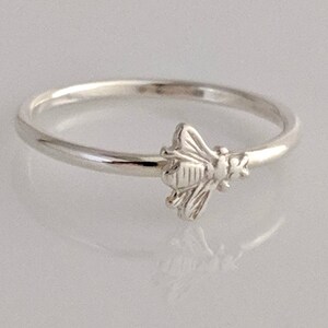 Bee Ring, Sterling Silver Bee Ring, Bee Stacking Ring, Silver Bee Ring, Stackable Bee Ring, Honey Bee, Simple Bee Ring, Dainty Bee Jewelry image 7