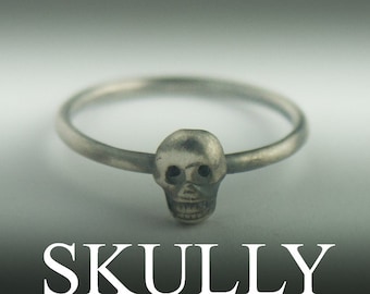 SKULLY, bague tête de mort en argent, bague tête de mort en argent sterling, bague tête de mort en argent, bague tête de mort femme, bijoux tête de mort en argent, bague tête de mort bébé