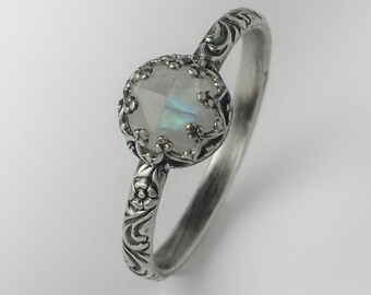 Romantic Moonstone Ring, Custom created in your size, Moonstone Ring Silver, Moonstone Jewelry, Natural Moonstone, June Birthstone Ring