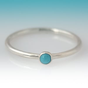 Dainty Turquoise Ring, Sterling Silver Turquoise ring - 3mm stone, Turquoise Ring Silver, Turquoise Ring Sterling Silver, Stacking Ring