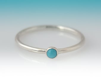 Dainty Turquoise Ring, Sterling Silver Turquoise ring - 3mm stone, Turquoise Ring Silver, Turquoise Ring Sterling Silver, Stacking Ring