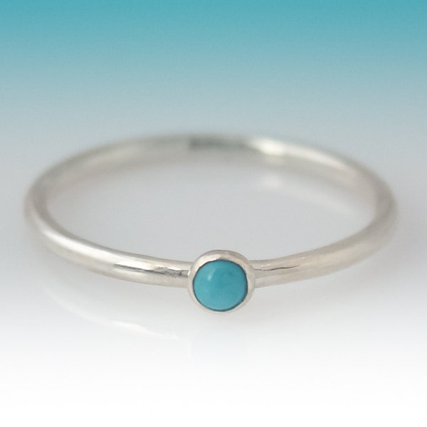 Dainty Turquoise Ring, Sterling Silver Turquoise ring - 3mm stone, Turquoise Ring Silver, Turquoise Ring Sterling Silver, Stacking Ring