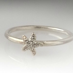 Sterling Silver Starfish Ring, Dainty Stacking Ring, Starfish Ring, Starfish Jewelry, Sterling Silver Stacking Ring, Silver Starfish image 1