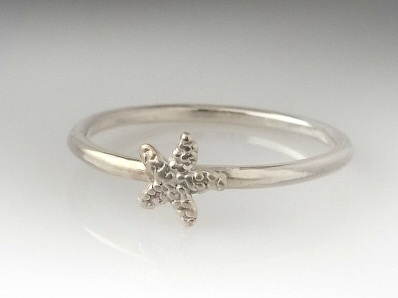 Sterling Silver Starfish Ring, Dainty Stacking Ring, Starfish Ring, Starfish Jewelry, Sterling Silver Stacking Ring, Silver Starfish image 1