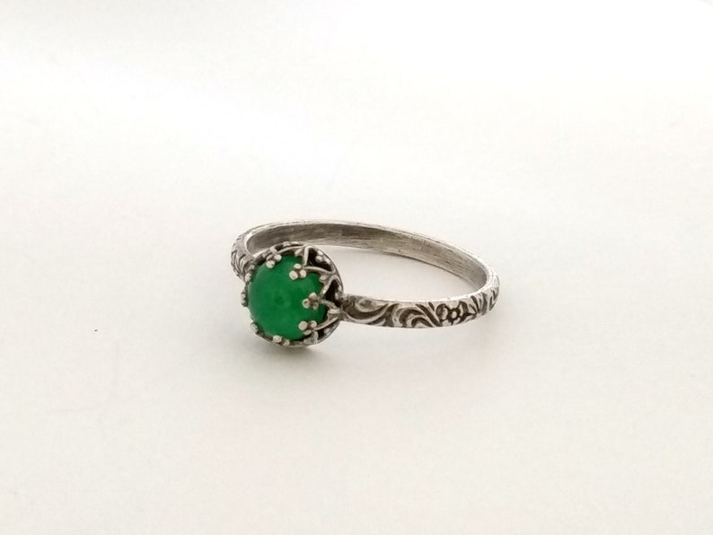 Jade Jewelry Vintage Style Ring Green Jade Ring Malaysia Jade Ring Custom Created Handmade Green Jade set in a Sterling Silver Crown