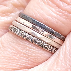Silver Pattern Ring, Vintage Style Band, Floral Pattern Ring, Dainty Pattern Ring, Sterling Silver Pattern Ring, Handmade Ring, Floral Band image 9
