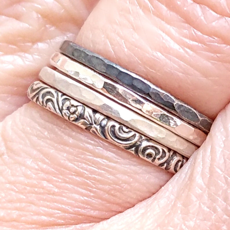 Silver Pattern Ring, Vintage Style Band, Floral Pattern Ring, Dainty Pattern Ring, Sterling Silver Pattern Ring, Handmade Ring, Floral Band image 9