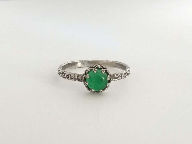 Jade Jewelry Vintage Style Ring Green Jade Ring Malaysia Jade Ring Custom Created Handmade Green Jade set in a Sterling Silver Crown