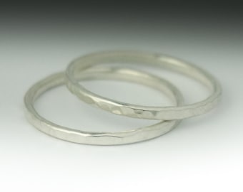 Hammered Stackable Silver Ring duo -The Two rings can be in different sizes, Hammered Stack Ring, Sterling Silver stack ring, Simple Ring