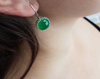 Malaysia Jade Sterling Silver Earrings, Jade Earrings, Jade Jewelry, Silver Jade Earrings, Birthstone Earrings, Green Earrings