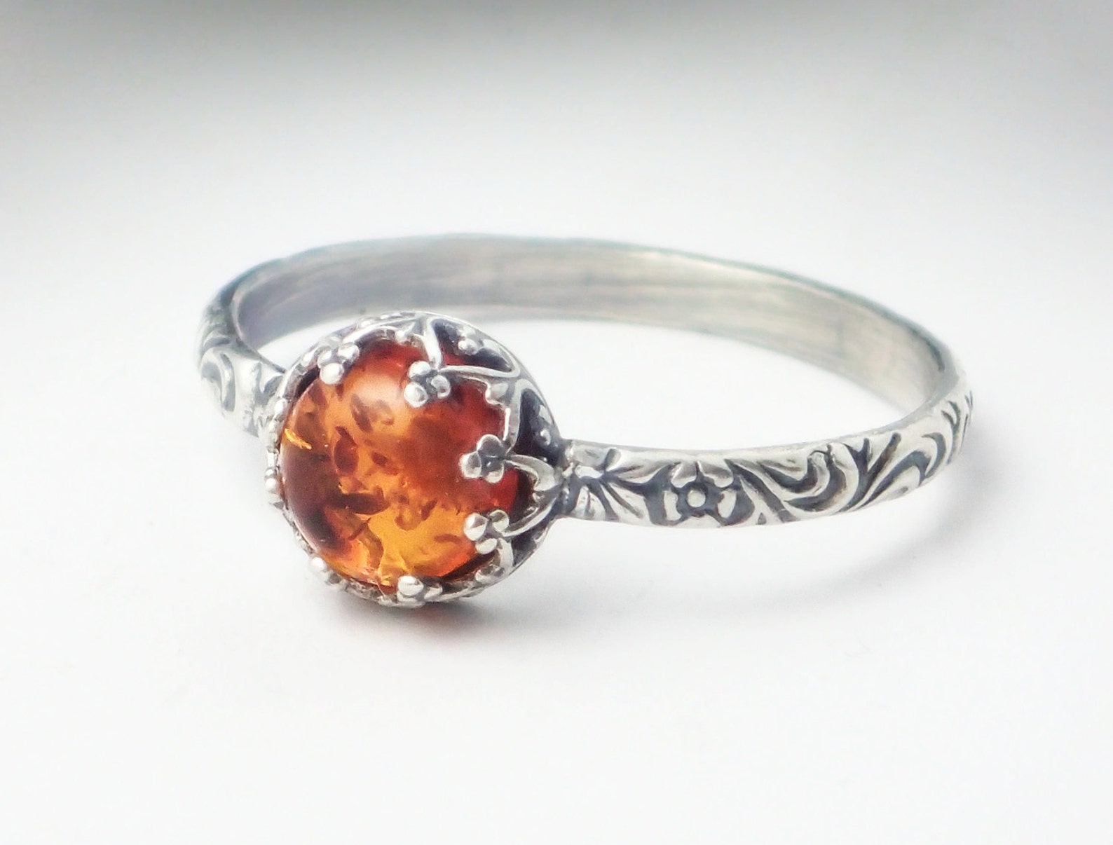 Natural Amber Ring Sterling Silver Amber Ring Custom Created Etsy