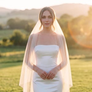 Velo da sposa trasparente a goccia, 1 strato, dalla punta delle dita alla cattedrale, leggero