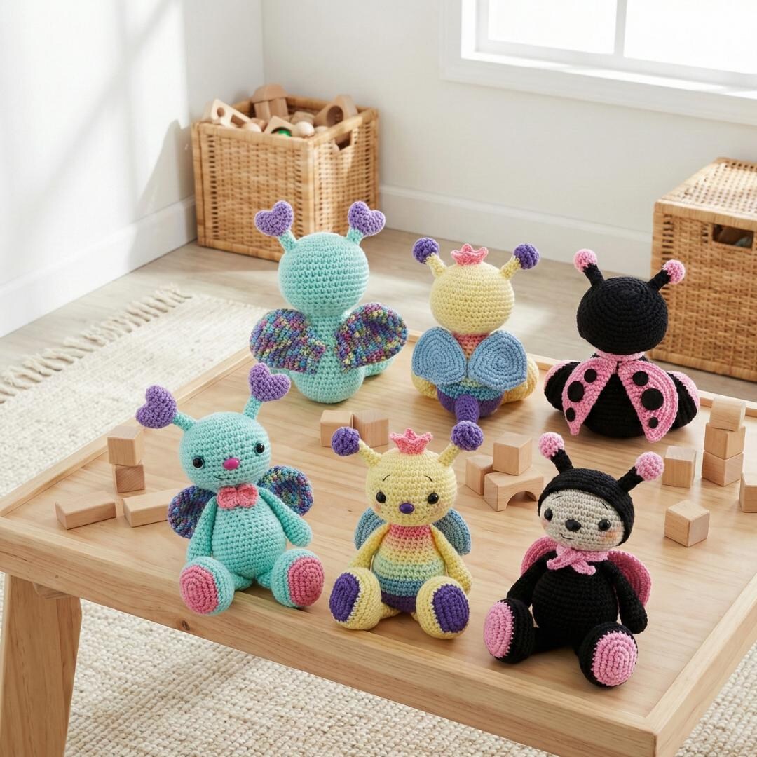 Stackable Bug Crochet Pattern: Butterfly, Bee, Ladybug Amigurumi (PDF ...