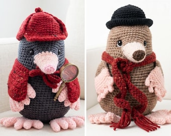 Crochet Mole Amigurumi Pattern, Detective Gentleman Toy PDF (Instant Download)