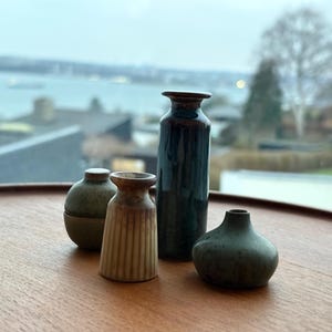 Set of 4 Rare Carl-Harry Stålhane Miniatures - Rörstrand Sweden 1950s - Mid-Century Modern Studio Pottery - Signed CHS