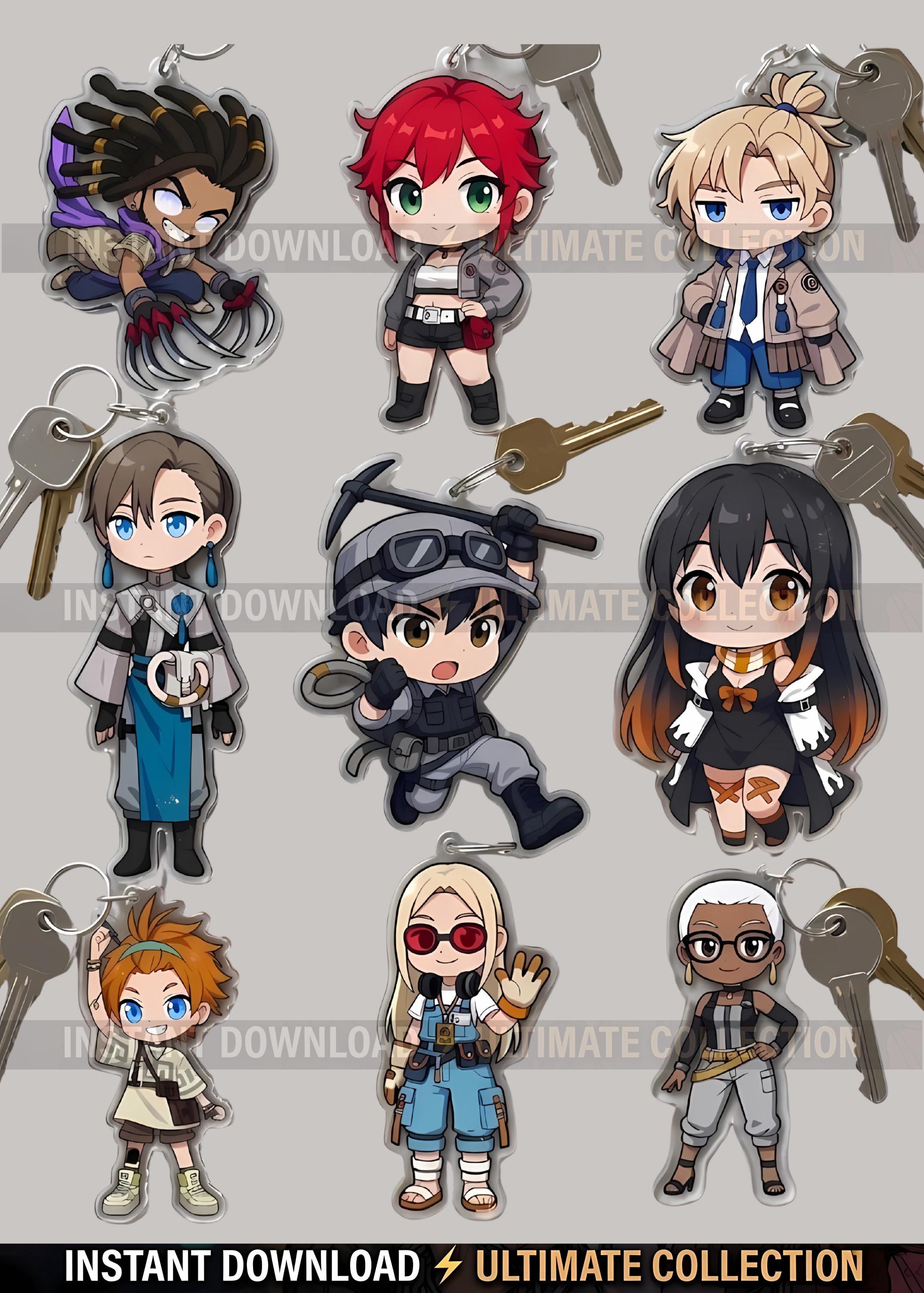 Zanka Keychain GACHIAKUTA Chibi Acrylic Keychain Set: Rudo Engine Zanka Anime Keyring ...