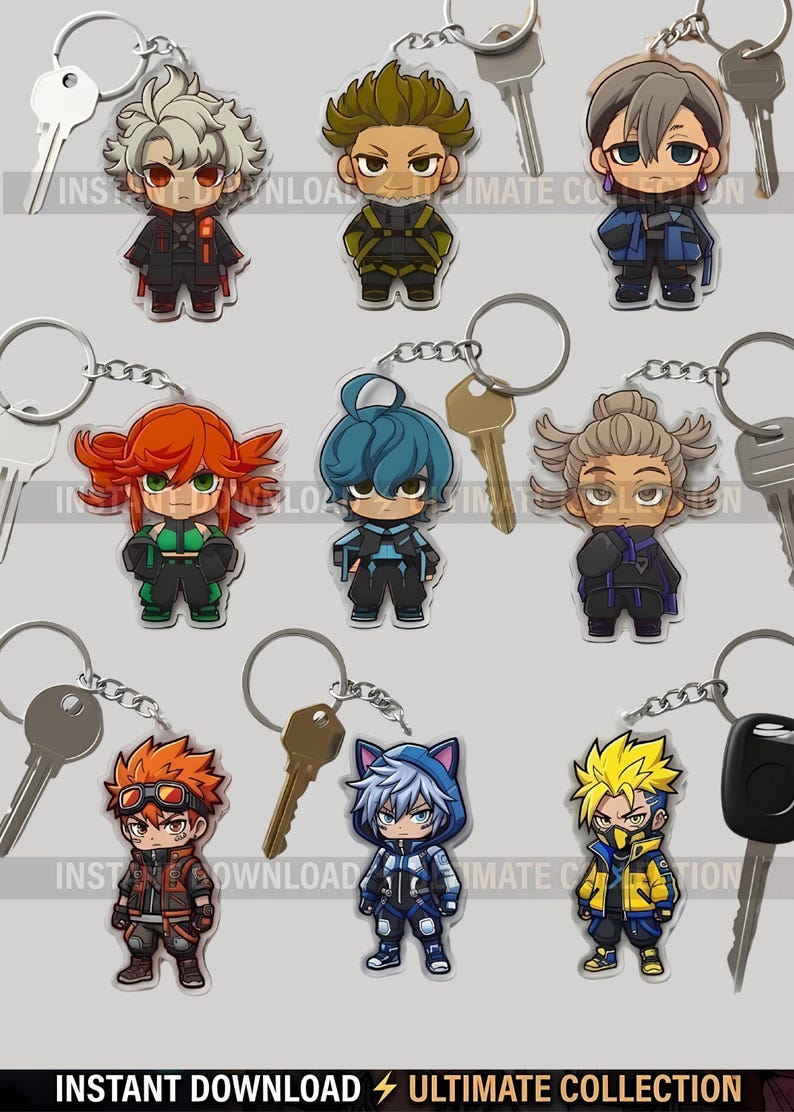 Zanka Keychain GACHIAKUTA Chibi Acrylic Keychain Set: Rudo Engine Zanka Anime Keyring ...