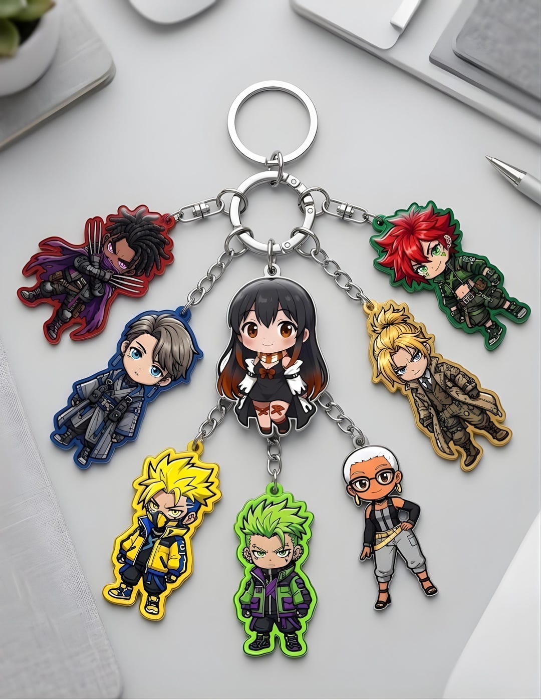 Zanka Keychain GACHIAKUTA Chibi Acrylic Keychain Set: Rudo Engine Zanka Anime Keyring ...