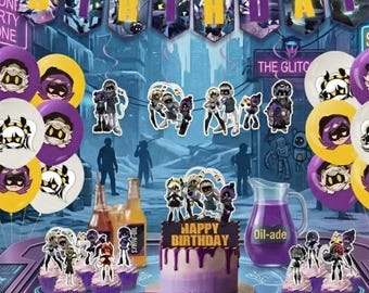 Artículos para fiestas de cumpleaños con temática de drones asesinos / Adornos para cupcakes, globos PNG, adornos para pasteles