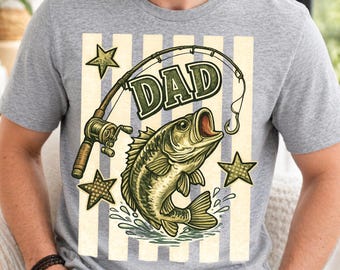 PNG de papá pescador / Diseño de pesca de lubina para padre e hijo / Descarga digital para el Día del Padre / Camiseta PNG de papá amante de la vida en el lago