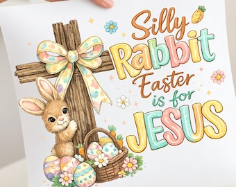 Coqueta Pascua Cristiana PNG Conejo Tonto La Pascua es para Jesús, Diseño Retro de Conejo por Sublimación, Gráfico Festivo Basado en la Fe Descarga Digital