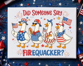 Ganso Firequacker PNG 4 de julio Silly Goose Sublimación / Patriota EE. UU. DTF Descarga instantánea