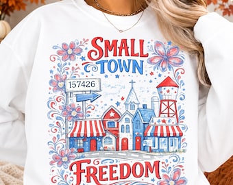 Libertad en un pequeño pueblo de EE. UU. PNG, diseño patriótico del 4 de julio, imágenes prediseñadas del Día de los Caídos, Día de la Independencia de Estados Unidos, archivo de sublimación