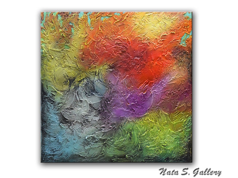 Large Abstract Painting Textured Artwork Palette Knife Art Etsy