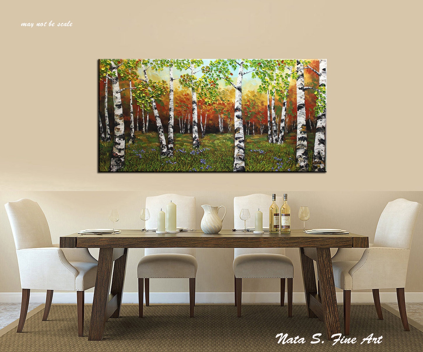 Wald Gemälde auf Leinwand Original Birkenwald Spachtel Gemälde pastosen  Landschaft Home Office Decor Gemälde fertig zum Aufhängen von Nata S
