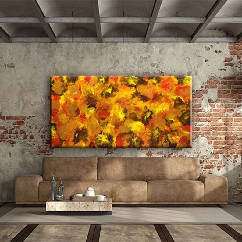 60 Abstract Extra Large Painting, Gold Yellow Red Brown Art, Original Acrylic Painting, Modern Wall Decor, Home & Office Wall Art by Nata image 4