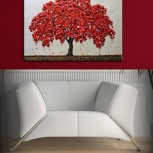 Red Oak Painting Fall Tree Painting Old Tree Painting Oak Painting Blossom Tree Art Textured Landscape Large Art Work MADE to ORDER by Nata image 3