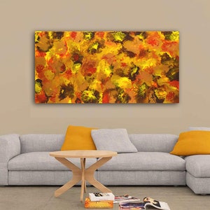 60 Abstract Extra Large Painting, Gold Yellow Red Brown Art, Original Acrylic Painting, Modern Wall Decor, Home & Office Wall Art by Nata image 3