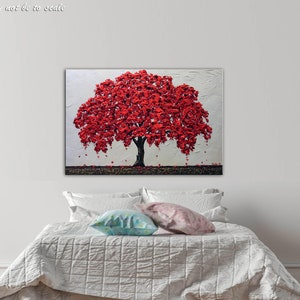 Red Oak Painting Fall Tree Painting Old Tree Painting Oak Painting Blossom Tree Art Textured Landscape Large Art Work MADE to ORDER by Nata image 4