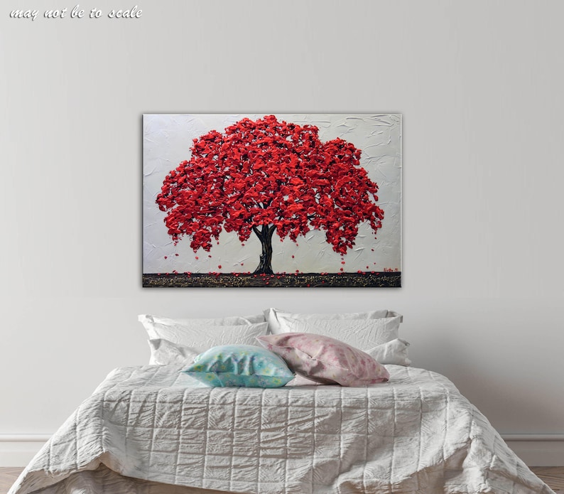 Red Oak Painting Fall Tree Painting Old Tree Painting Oak Painting Blossom Tree Art Textured Landscape Large Art Work MADE to ORDER by Nata image 4