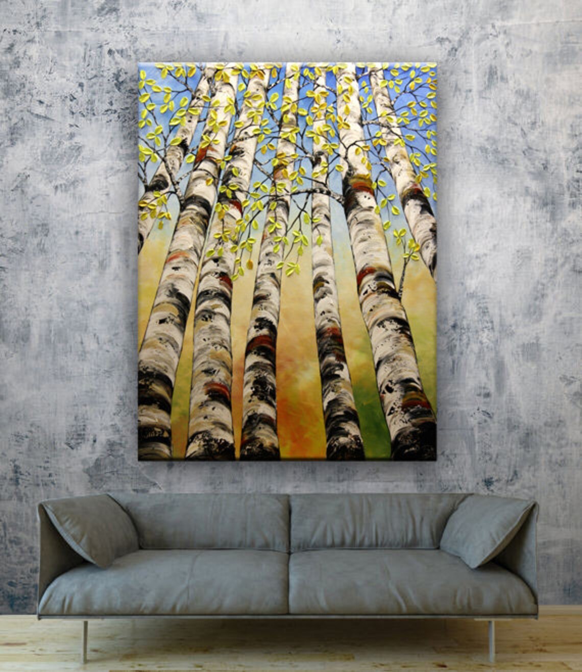 Original Birch Trees Painting Large Aspen Tree Art Wall Art Etsy